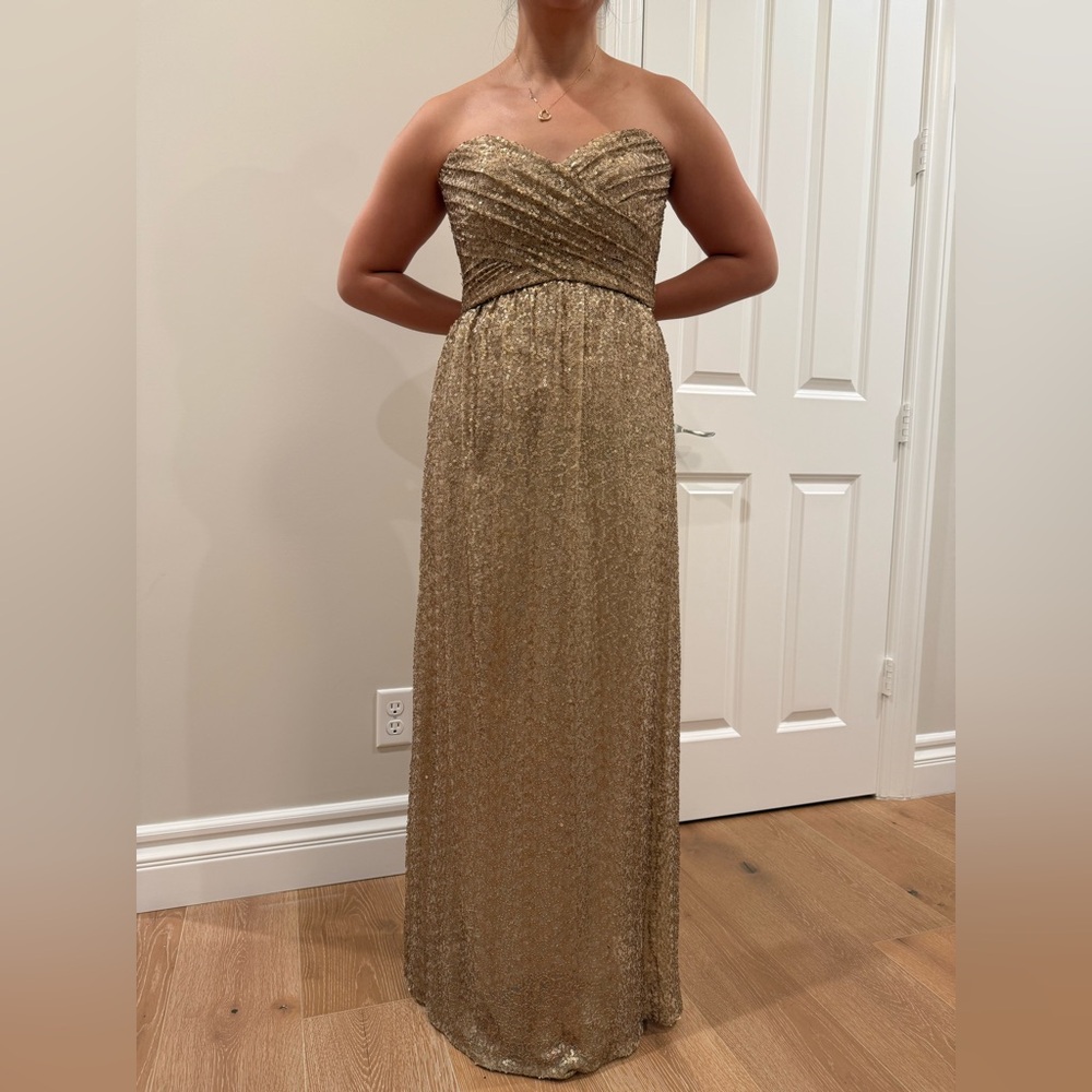Shine Bright This Holiday Season: Amsale size 0 Gold Sequin Dress